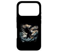 Carcasa para iPhone 17 Pro Águila Calva Volando a través de montañas Bosque Americano