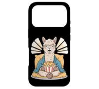 Carcasa para iPhone 17 Pro Alpaca Feliz con Palomitas de maíz Diseño de Animales