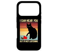 Carcasa para iPhone 17 Pro Amante del café con Forma de Gato Negro Divertido, Vintage, «No Estoy Escuchando»