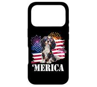 Carcasa para iPhone 17 Pro American 4th July Fourth USA Flag Tri Color Cavalier Dog