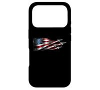 Carcasa para iPhone 17 Pro American Patriotic Fighter Jets USA Flag ondeando el 4 de Julio