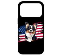 Carcasa para iPhone 17 Pro American USA Flag 4th July Fourth Black Tricolor Corgi Lover