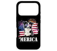 Carcasa para iPhone 17 Pro American USA Flag 4th July Fourth Merica Border Collie Lover