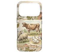 Carcasa para iPhone 17 Pro Animales De Granja Vintage Collage Rústico Campo Escena