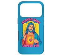 Carcasa para iPhone 17 Pro Anime Manga Jesús Sagrado Corazón Cristiano Retro Pop Art Azul