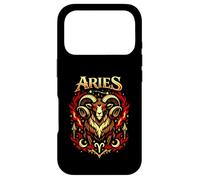 Carcasa para iPhone 17 Pro Aries Signo del Zodíaco Ram Fantasía Oscuro Astrología Diseño Fuego