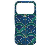 Carcasa para iPhone 17 Pro Art Deco Fan Pattern Vintage Style Blue Green
