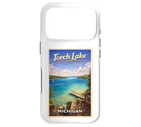 Carcasa para iPhone 17 Pro Arte de Viaje Retro de Michigan Torch Lake Traverse City Up North