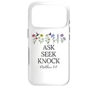 Carcasa para iPhone 17 Pro Ask Seek Knock Bible Verse Matthew 7:7 Scripture Christian