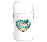 Carcasa para iPhone 17 Pro Atardecer Playa y Palmeras Romántico Corazón Obra De Arte