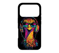Carcasa para iPhone 17 Pro Avestruz con Auriculares Colorido Emú Música DJ Avestruces