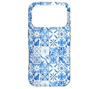 Carcasa para iPhone 17 Pro Azulejo mediterráneo de mayólica de Cristal Mosaico Azul