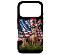 Carcasa para iPhone 17 Pro Bandera Americana Ciervo Buck Doe Fawn Patriotic Wildlife