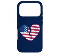 Carcasa para iPhone 17 Pro Bandera de Estados Unidos de América Corazón Roto - Heartbreak en Forma de corazón