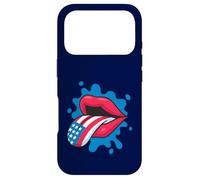 Carcasa para iPhone 17 Pro Bandera de Estados Unidos, Lengua, Labios, día de la Independencia, 4 de Julio, Rock Roll