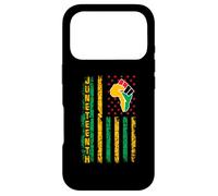 Carcasa para iPhone 17 Pro Bandera de Juneteenth Pan African Civil Rights Black Power Fist