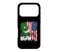Carcasa para iPhone 17 Pro Bandera de Pakistán de Estados Unidos Envejecida, Mitad Americana