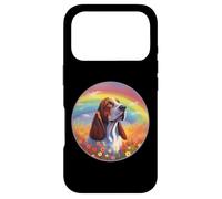 Carcasa para iPhone 17 Pro Basset Hound Rainbow Bridge Pintura Conmemorativa de Perro Colorido