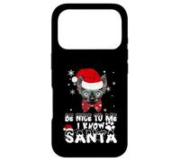 Carcasa para iPhone 17 Pro Be Nice To Me I Know Santa Sphynx Cat Christmas