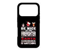 Carcasa para iPhone 17 Pro Be Nice To The Firefighter Santa Is Watching Funny Christmas