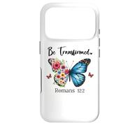 Carcasa para iPhone 17 Pro Be Transformed Romans 12:2 Butterfly Christian Bible Verse