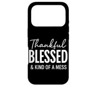 Carcasa para iPhone 17 Pro Biblia con Cita Cristiana Thankful Blessed & Kind of A Mess