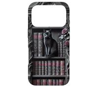 Carcasa para iPhone 17 Pro Biblioteca gótica de Gato Negro Dark Academia estantería Vintage
