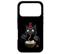 Carcasa para iPhone 17 Pro Black Cat Eating Ramen Noodles Japan Kanji Love Anime Design