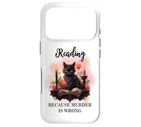 Carcasa para iPhone 17 Pro Black Cat Reading Because Murder is Wrong Books Cats Bookish