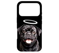 Carcasa para iPhone 17 Pro Black Pug Dog Angel
