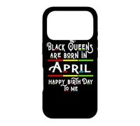 Carcasa para iPhone 17 Pro Black Queens Are Born In April Funny Women Girl Birthday
