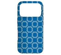 Carcasa para iPhone 17 Pro Blue Round Hexagon Ring Circle Modern Geometric Pattern