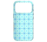 Carcasa para iPhone 17 Pro Blue Squares Grid Crosses Dot Molecule Scandinavian Pattern