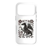Carcasa para iPhone 17 Pro Boho Dragón Bebiendo Café Arte Popular Bestia Mítica