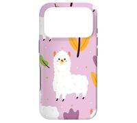 Carcasa para iPhone 17 Pro Bonito patrón de Alpacas con Flores moradas Adorable Alpaca