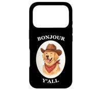 Carcasa para iPhone 17 Pro Bonjour Y'all Cowboy Golden Dog Retriever French Amante