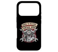 Carcasa para iPhone 17 Pro Born to Restore Vintage Iron Engine Mechanic V-Twin Motor