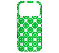 Carcasa para iPhone 17 Pro Bright Green Cream Repeated Octagons Connected Pattern