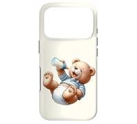 Carcasa para iPhone 17 Pro Brown Bear Silly Baby Boy - Oso de Peluche Azul para Baby Shower