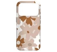Carcasa para iPhone 17 Pro Brown White Beige Flower Retro Modern Boho Bohemian Pattern