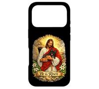 Carcasa para iPhone 17 Pro Bulldog Francés Frenchie Él ha resucitado Resurrección de Pascua