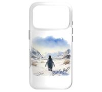 Carcasa para iPhone 17 Pro BUT Why? Penguin Wandering Off Mountains Watercolor (White)