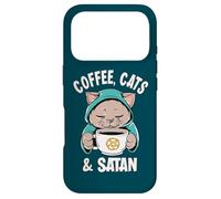 Carcasa para iPhone 17 Pro Café, Gatos & Satanás Oculto Satánico Granizo Satán Gato
