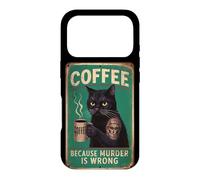 Carcasa para iPhone 17 Pro Café sarcástico Gato Café Porque el Asesinato está Mal Hombres Papás