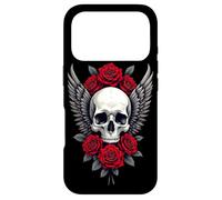 Carcasa para iPhone 17 Pro Calavera alas y Rosas Rojas Skull gótico