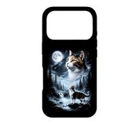 Carcasa para iPhone 17 Pro Calico Cat Aullando a la Luna 90's Retro