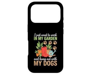 Carcasa para iPhone 17 Pro Camiseta con Texto en inglés I Just Want to Work in My Garden para Salir con Perros