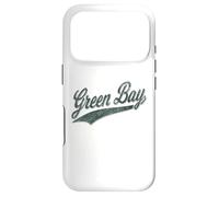 Carcasa para iPhone 17 Pro Camiseta Deportiva clásica con Texto en inglés Green Bay Wisconsin Varsity Script