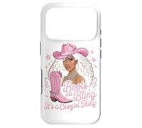 Carcasa para iPhone 17 Pro Camiseta Negra con Botas Y Brillos De Vaquera Rodeo Texana