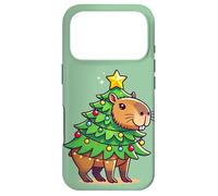 Carcasa para iPhone 17 Pro Capybara Árbol de Navidad, Capibara de Navidad Divertida